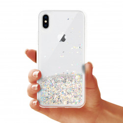 ETUI LIQUID SPARKLE NA TELEFON IPHONE X/XS SREBRNY