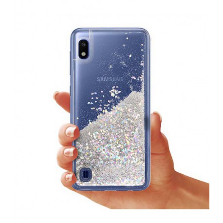 ETUI LIQUID SPARKLE NA TELEFON SAMSUNG GALAXY A10 SREBRNY