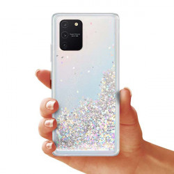 ETUI LIQUID SPARKLE NA TELEFON SAMSUNG GALAXY A81 / NOTE 10 LITE SREBRNY