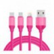 KABEL USB 3w1 GUMOWY RÓŻOWY