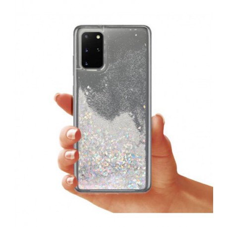 ETUI LIQUID SPARKLE NA TELEFON SAMSUNG GALAXY S20 PLUS SREBRNY