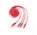 KABEL USB 3w1 GUMOWY ZWIJANY CZERWONY